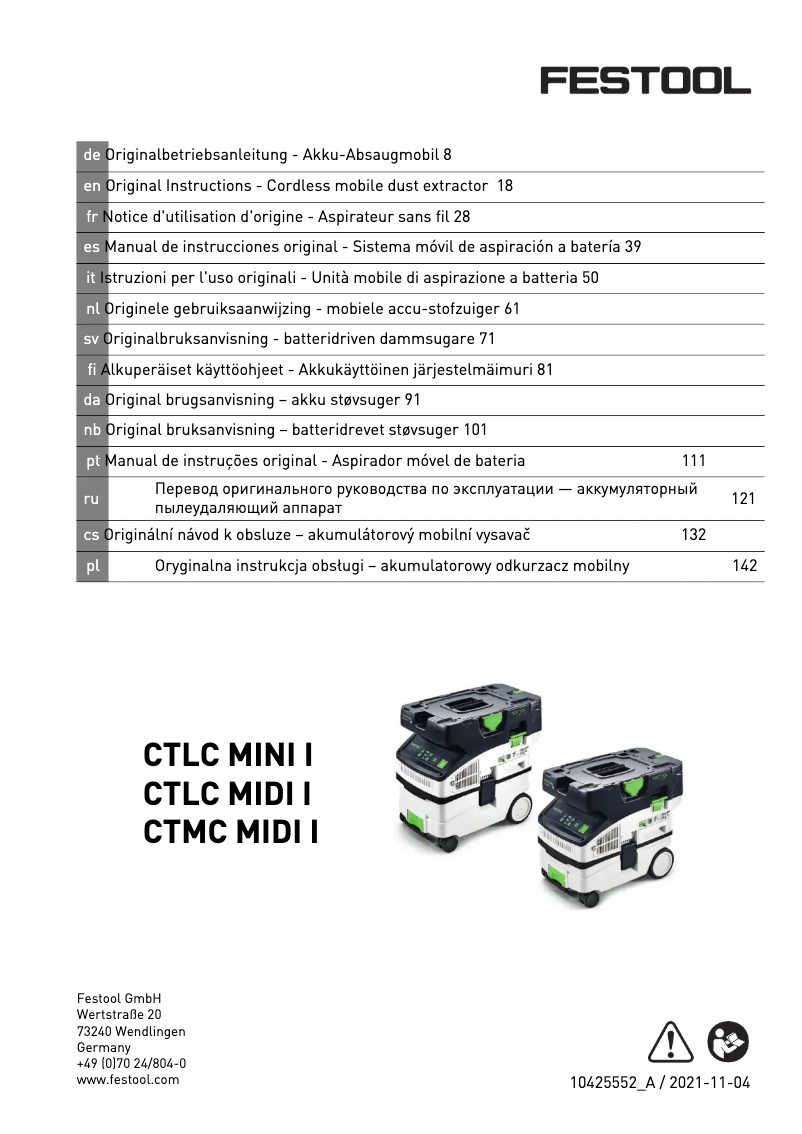 Image de la première page du manuel de l'appareil Cleantec CTL MIDI I