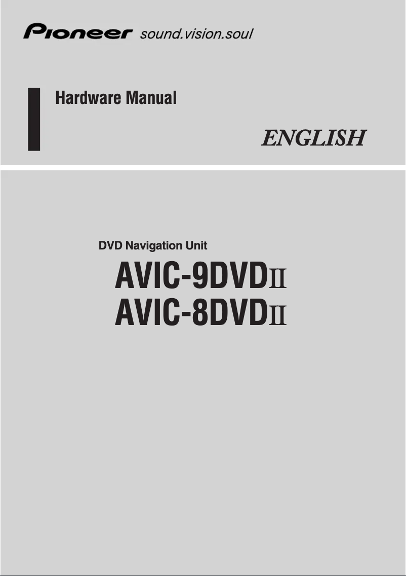 Page n°1 - Manuel utilisateur Pioneer AVIC-8DVDII