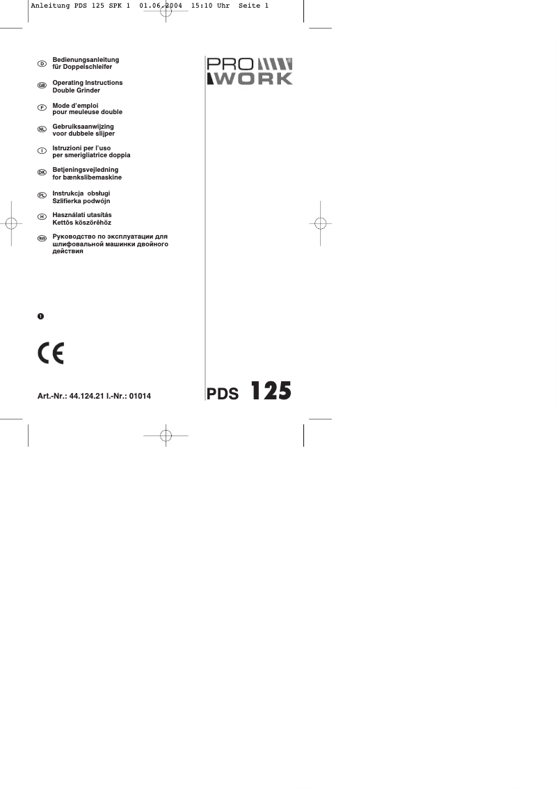 Page 1 de la notice Manuel utilisateur Prowork PDS 125