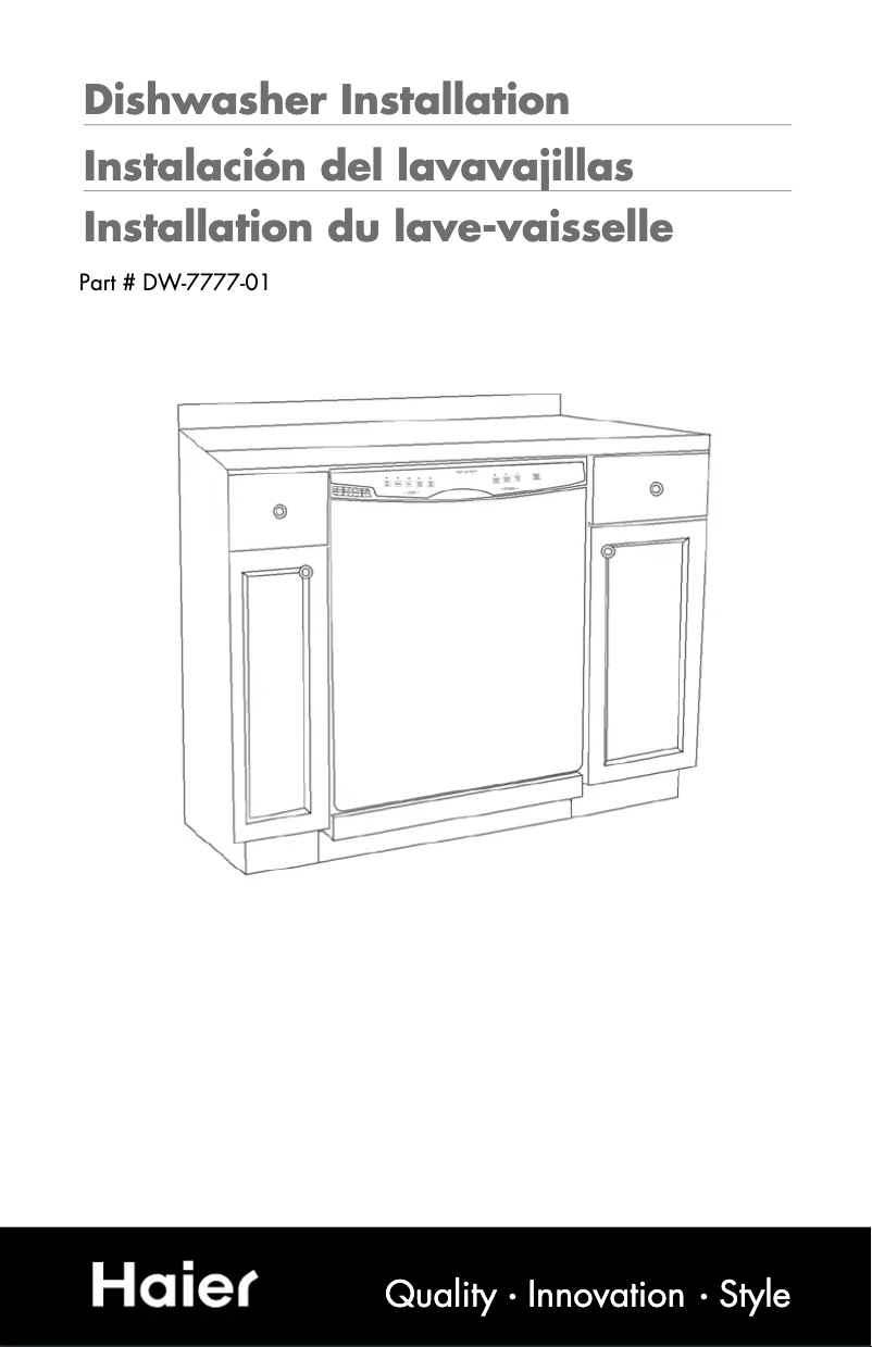 Page n°1 - Guide d'installation Haier DWL3025DBBB