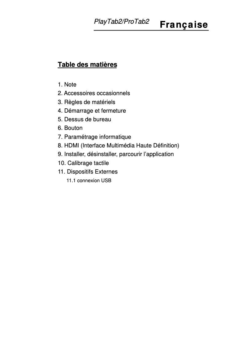 Image de la première page du manuel de l'appareil PlayTab 2
