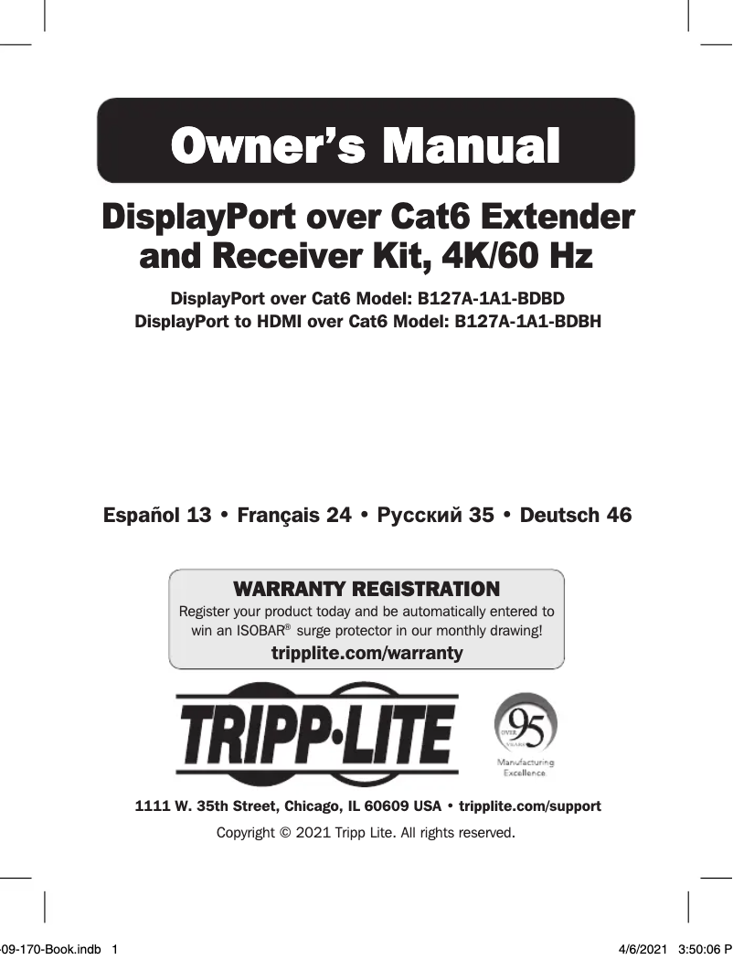 Page n°1 - Manuel utilisateur Tripp Lite B127A-1A1-BDBD