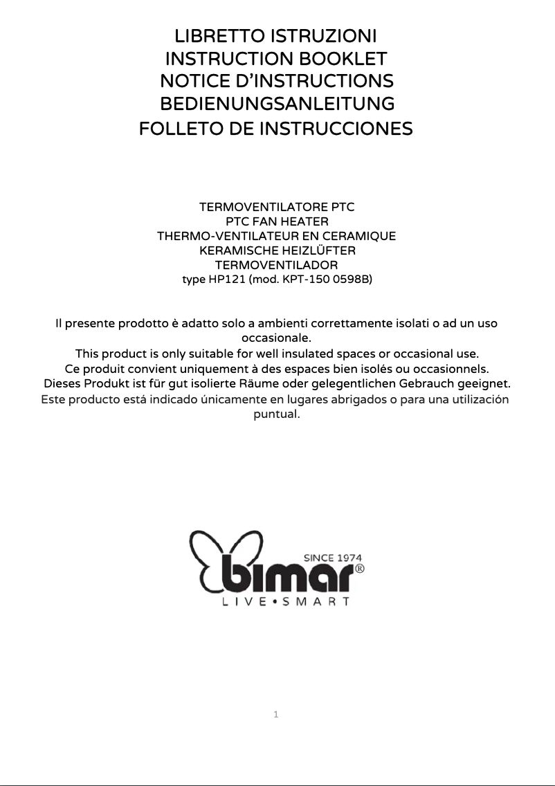 Page 1 de la notice Manuel utilisateur Bimar HP121