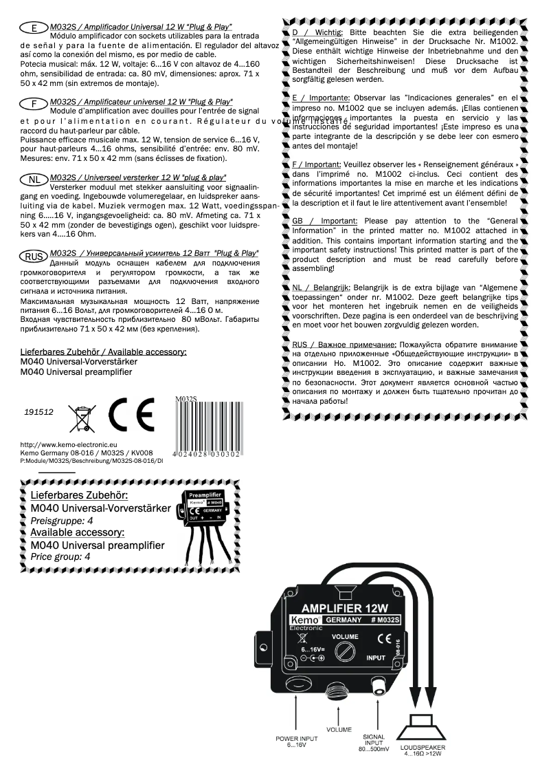 Página 1 del manual Manual de usuario Kemo M032S