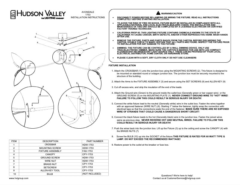 Image de la première page du manuel de l'appareil Avondale 1753-AGB
