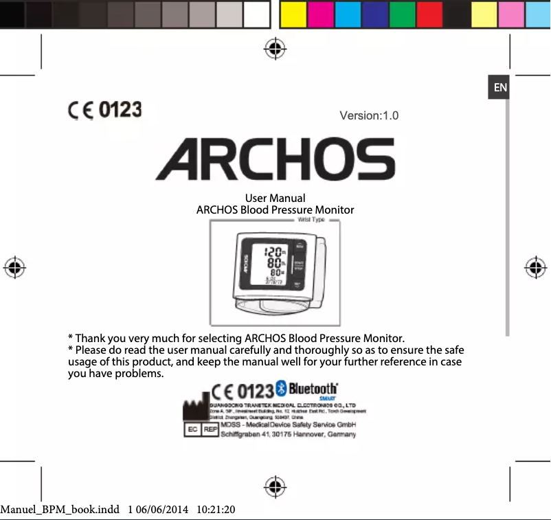 Page 1 de la notice Manuel utilisateur Archos Blood Pressure Monitor