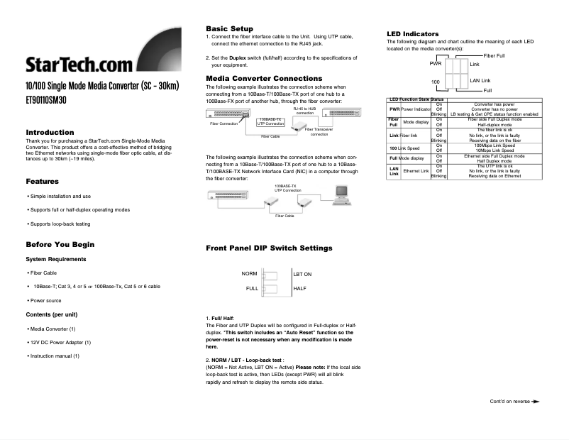 Página 1 del manual Manual de usuario StarTech.com ET90110SM30