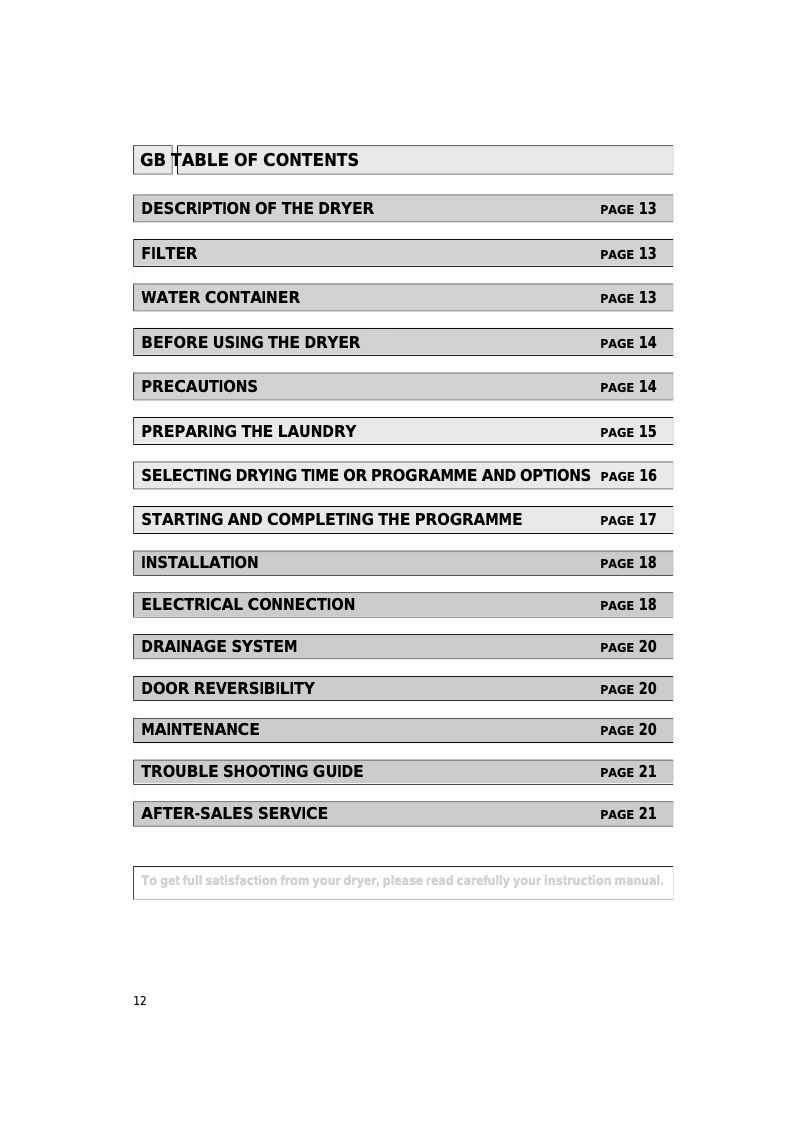Page 1 of the manual User Manual Ignis AWL 261