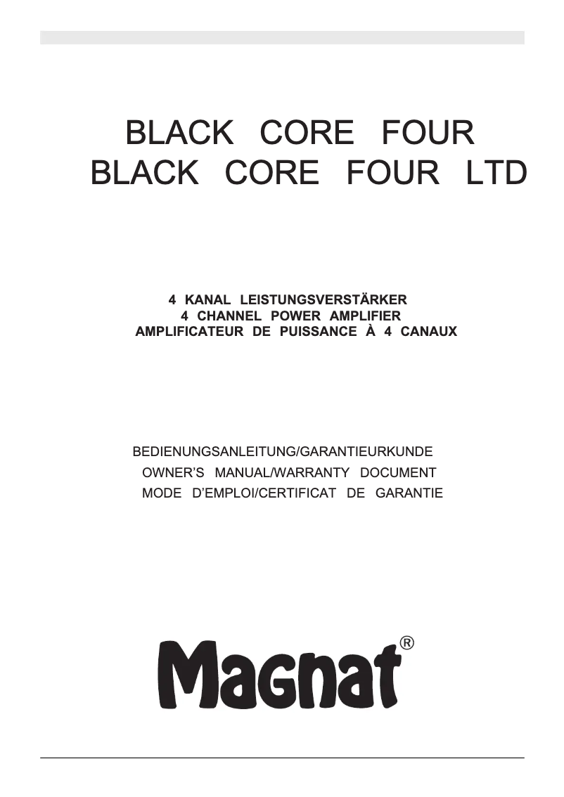 Page 1 de la notice Manuel utilisateur Magnat Black Core Four