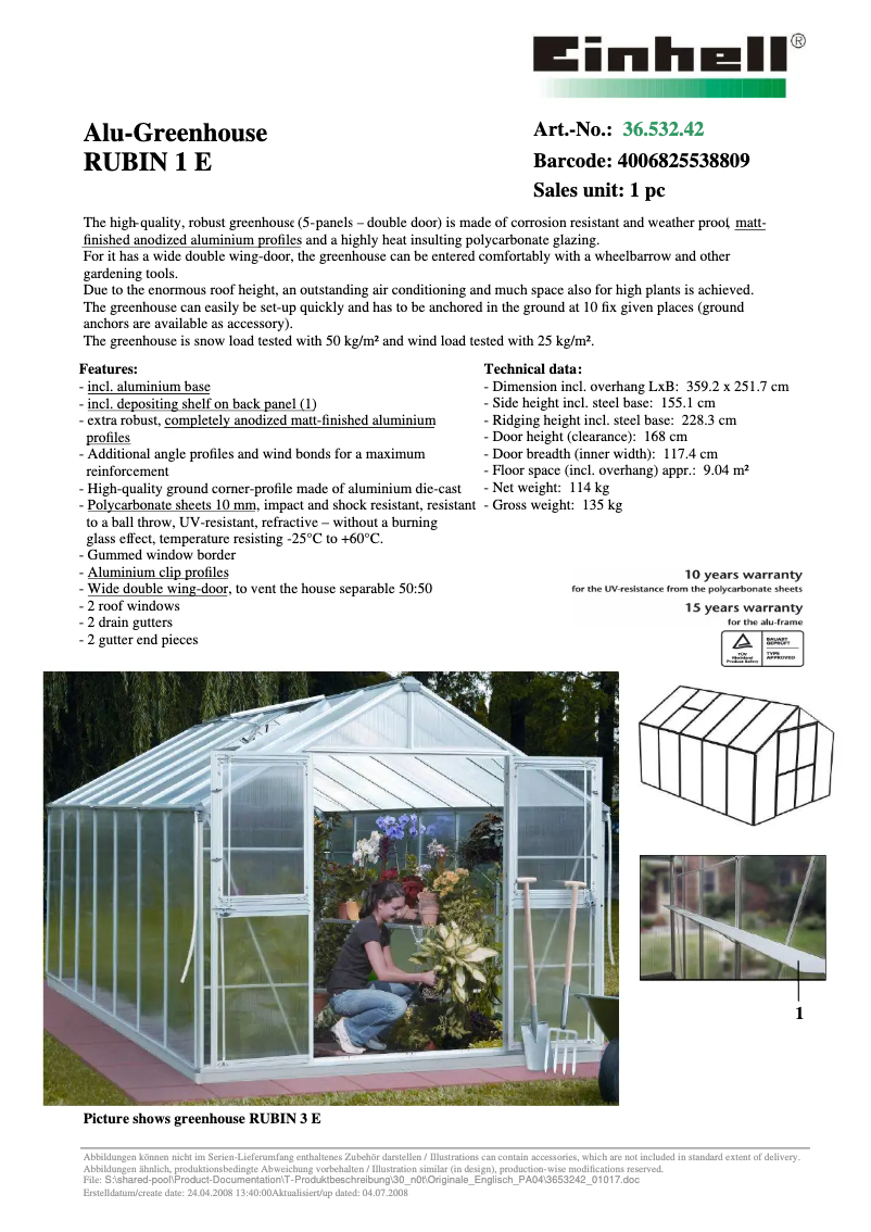 Image de la première page du manuel de l'appareil RUBIN 1 E