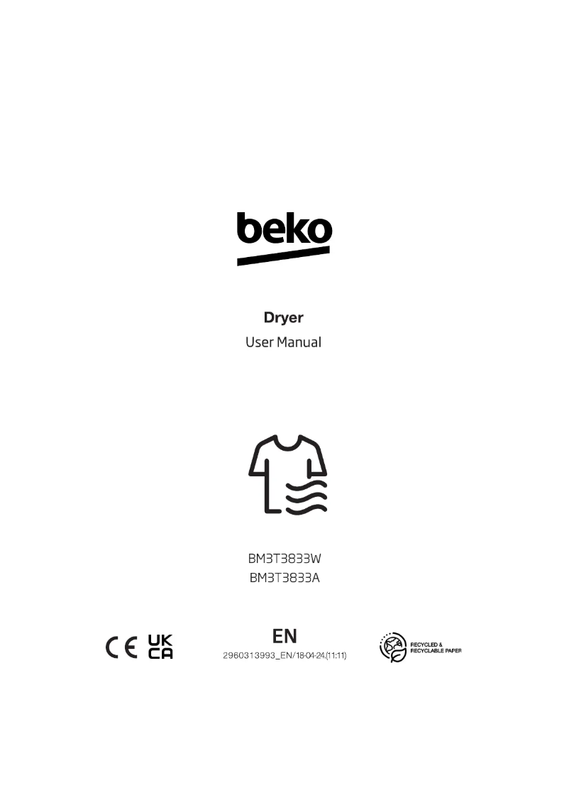 Page 1 de la notice Manuel utilisateur Beko BM3T3833A