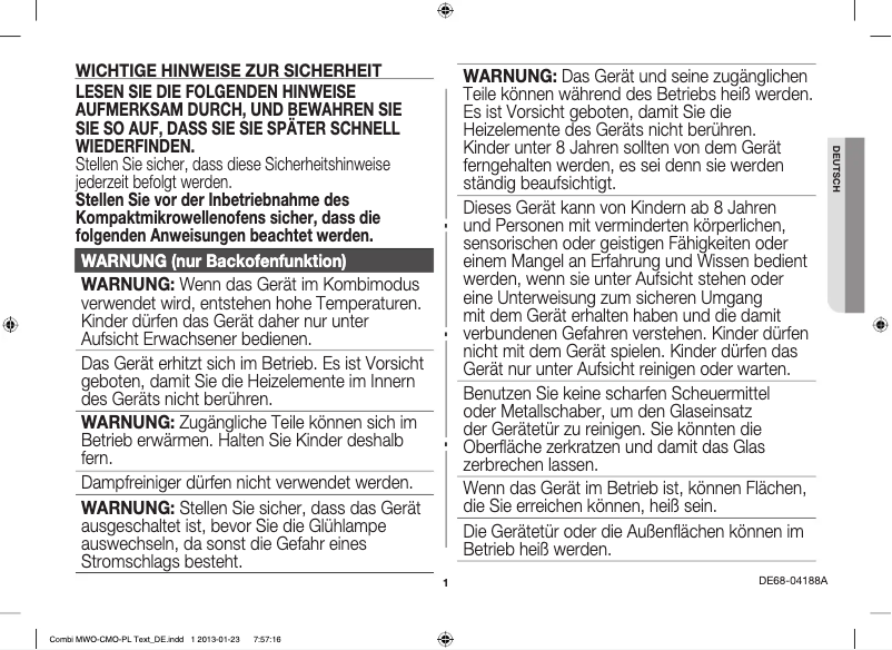Page n°1 - Manuel utilisateur Samsung GE732K