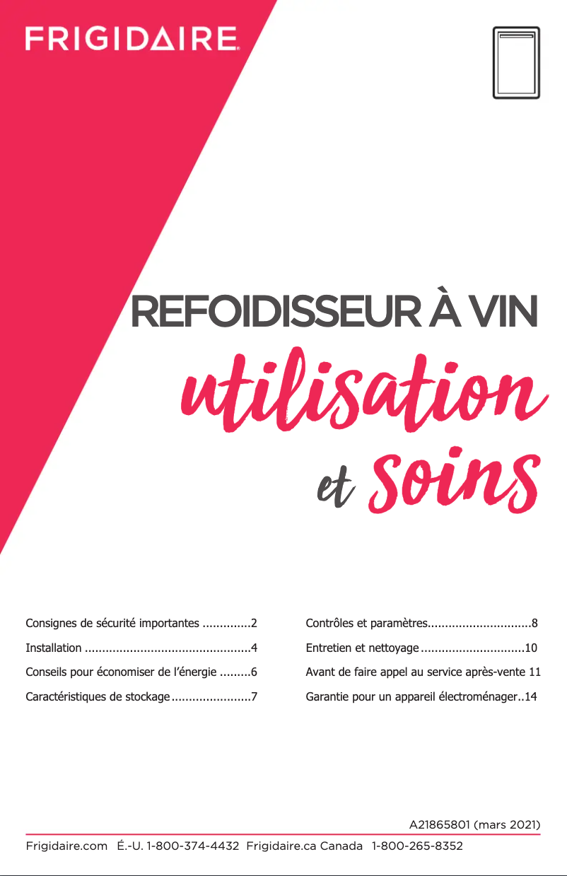 Page 1 de la notice Manuel utilisateur Frigidaire FRWW4543AS