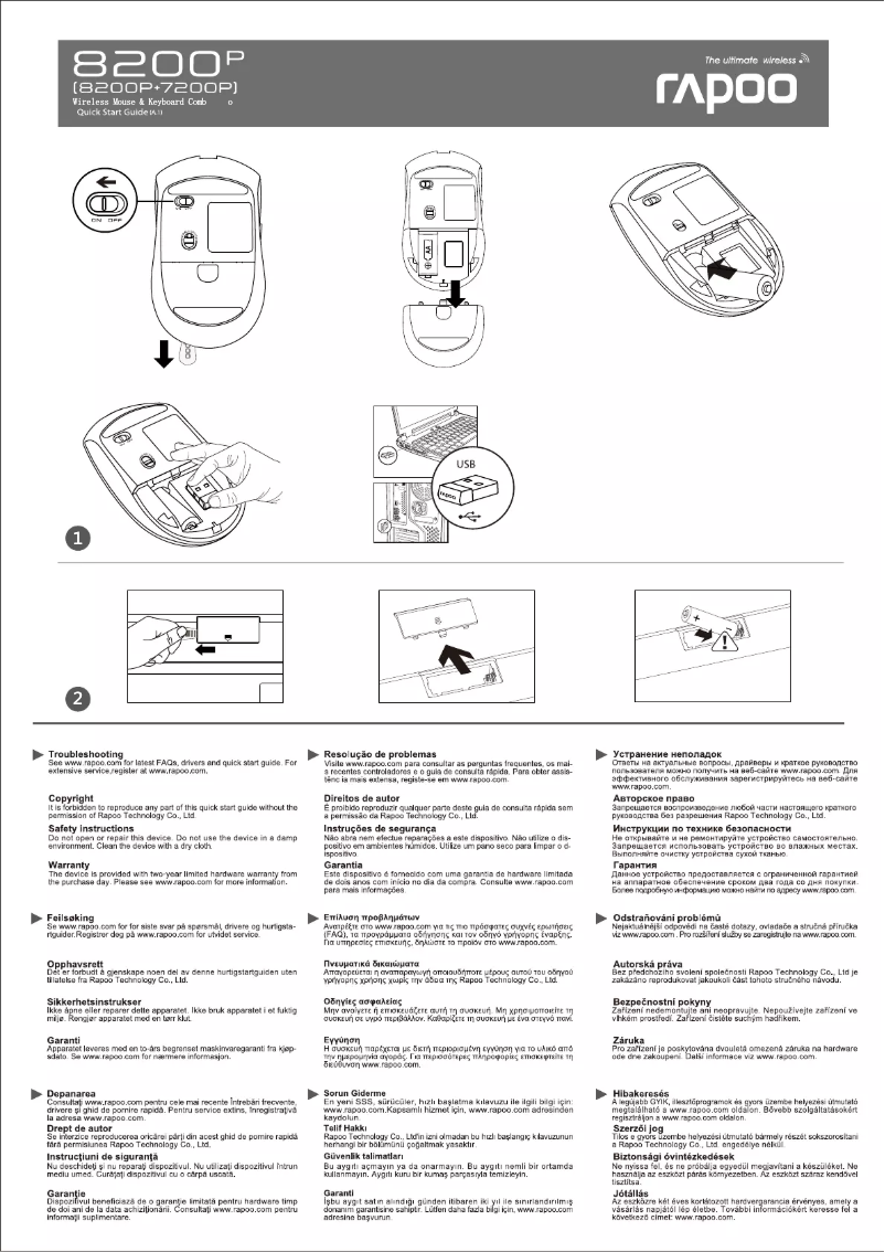 Page 1 de la notice Manuel utilisateur Rapoo 8200P