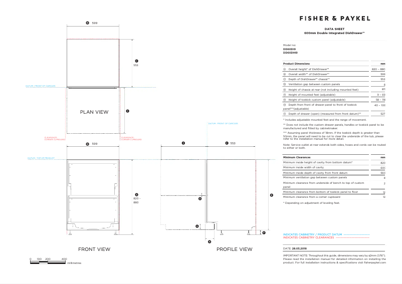Page n°1 - Fiche technique Fisher & Paykel DD60DI9