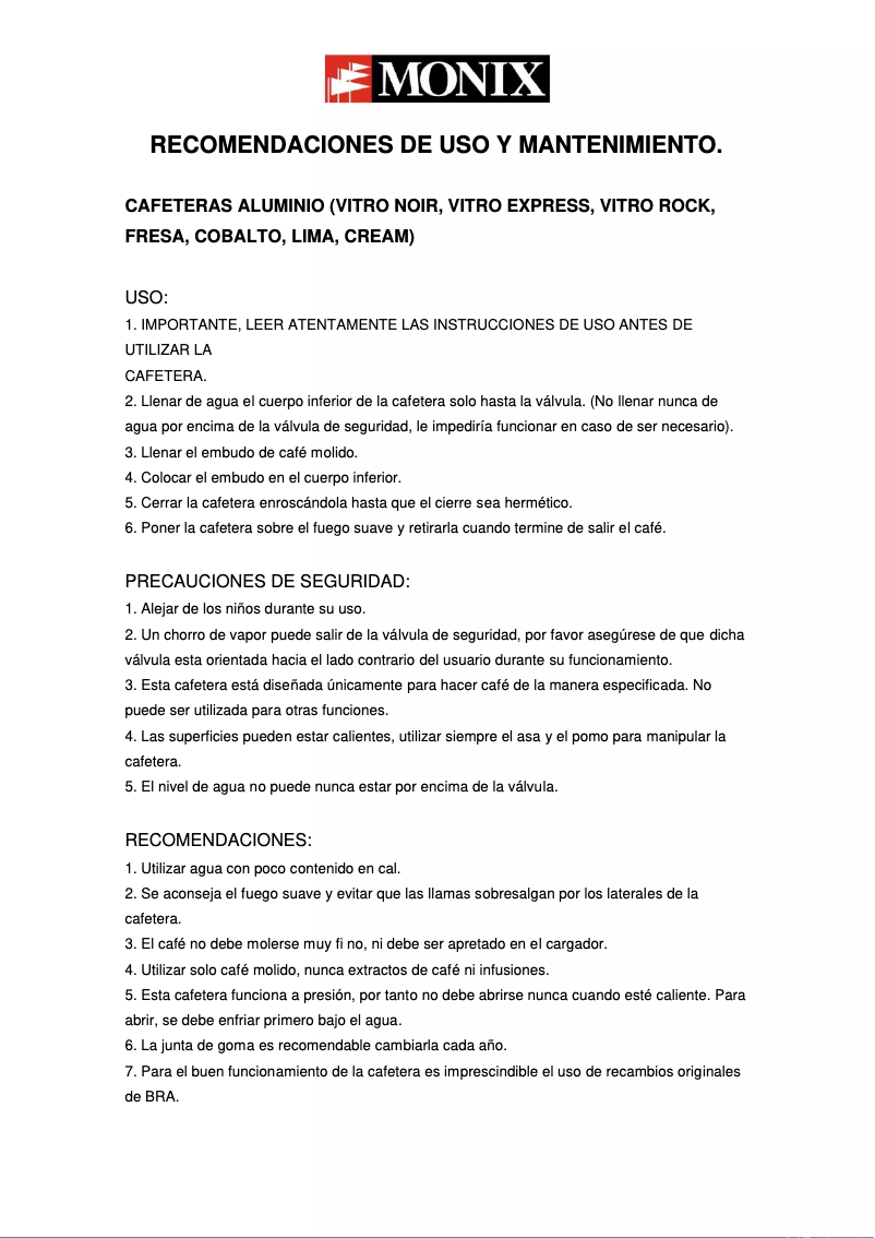 Page 1 de la notice Manuel utilisateur Monix M861006