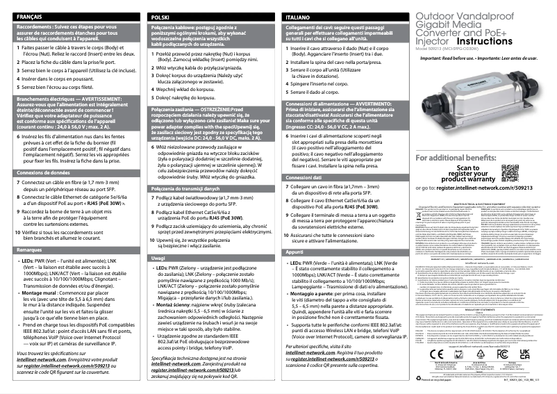 Page 1 de la notice Manuel utilisateur Intellinet 509213