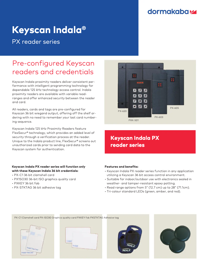 Page n°1 - Manuel utilisateur Dormakaba Keyscan Indala