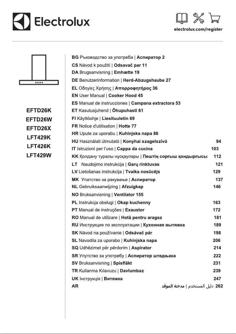 Page 1 de la notice Manuel utilisateur Electrolux EFTD26X