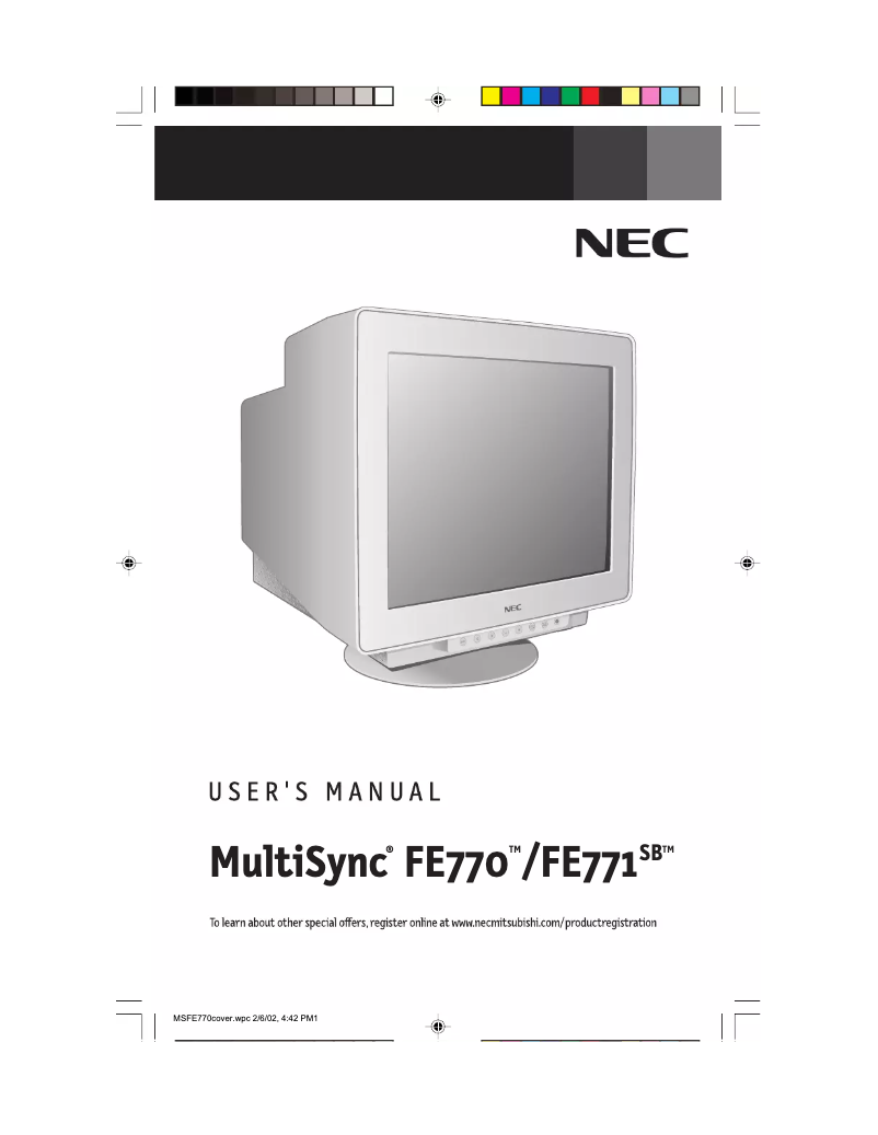 Imagen de la primera página del manual del dispositivo MultiSync FE770