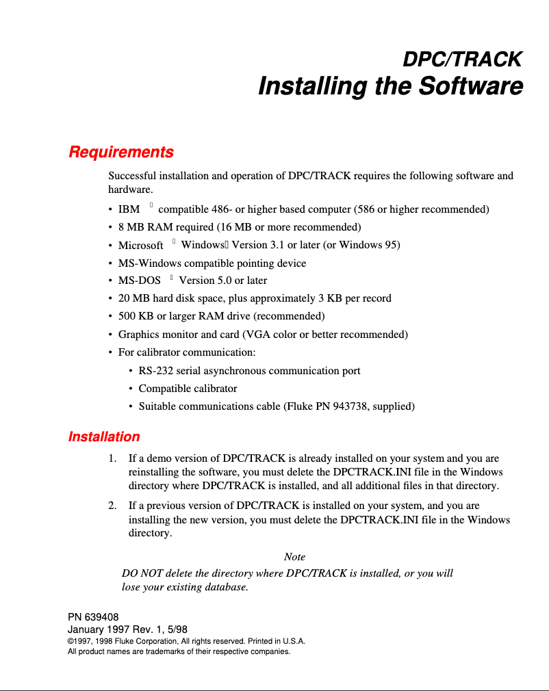 Page 1 de la notice Guide d'installation Fluke 754