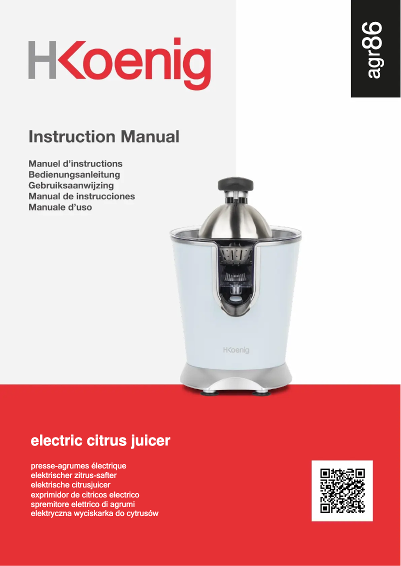 Page 1 de la notice Manuel utilisateur H.Koenig AGR86