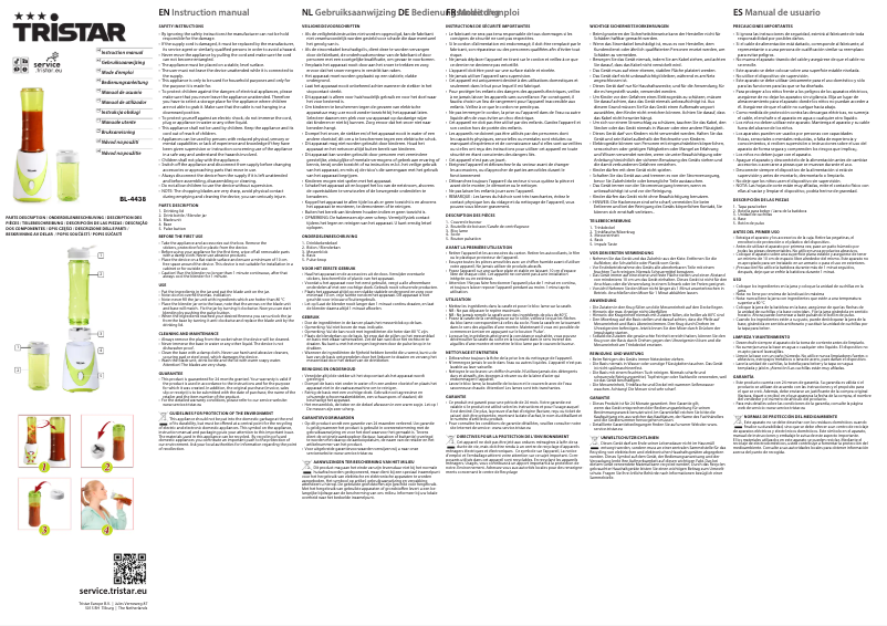 Page n°1 - Manuel utilisateur TriStar BL-4438