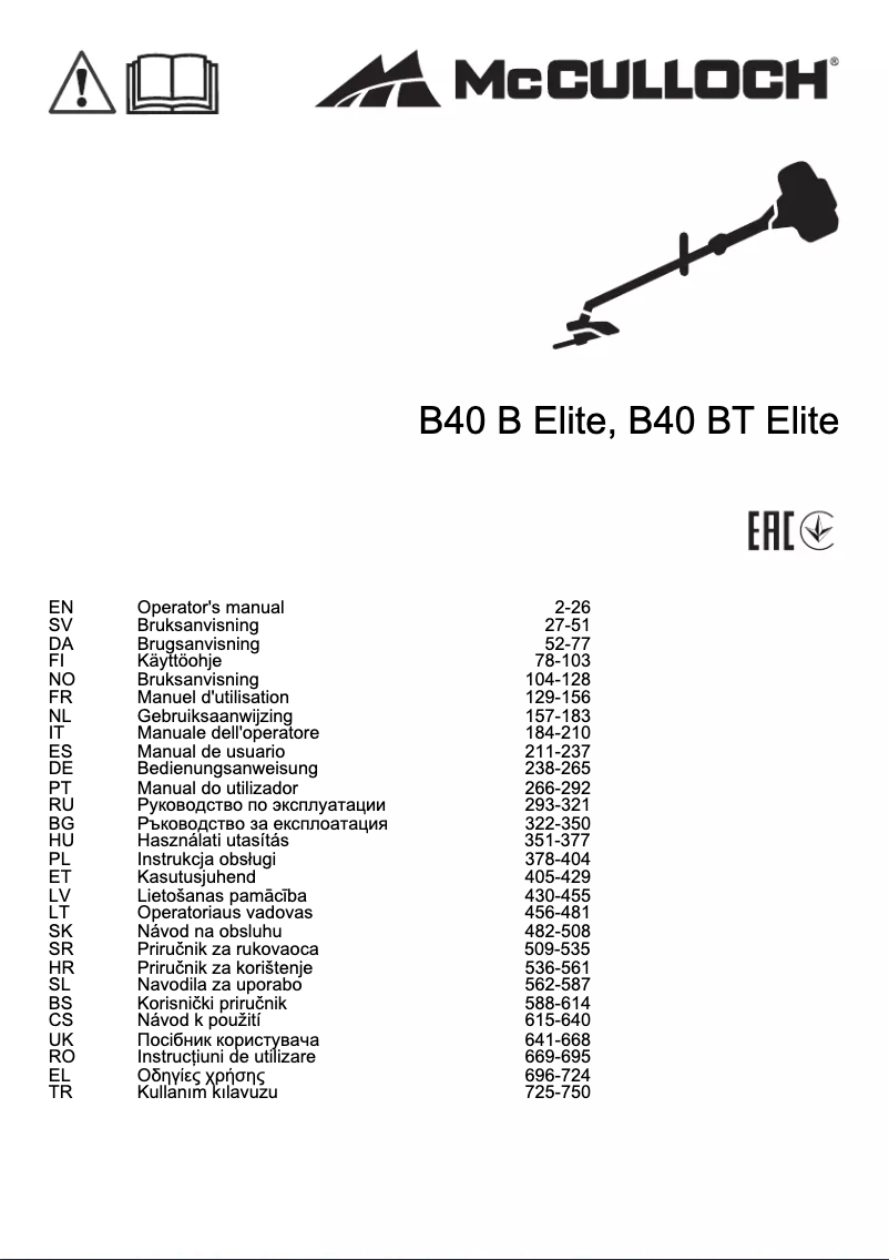 Page 1 de la notice Manuel utilisateur McCulloch CS 380
