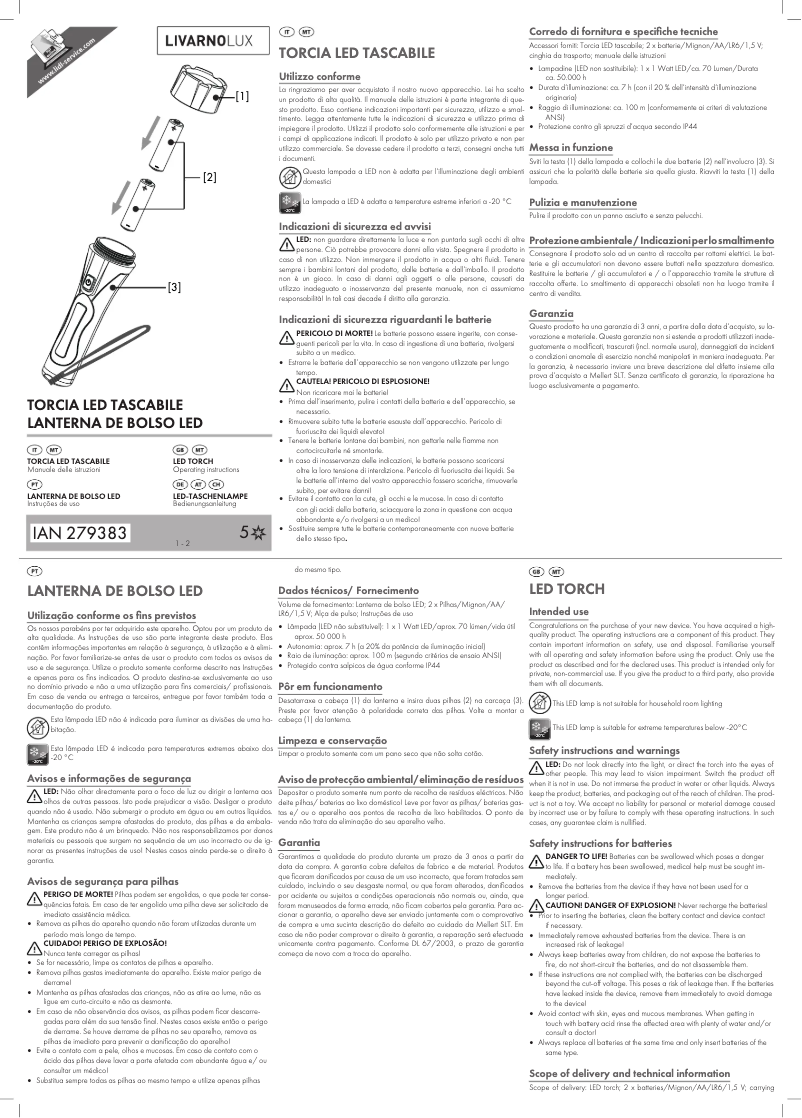 Page 1 de la notice Manuel utilisateur Livarno Lux TL214 N