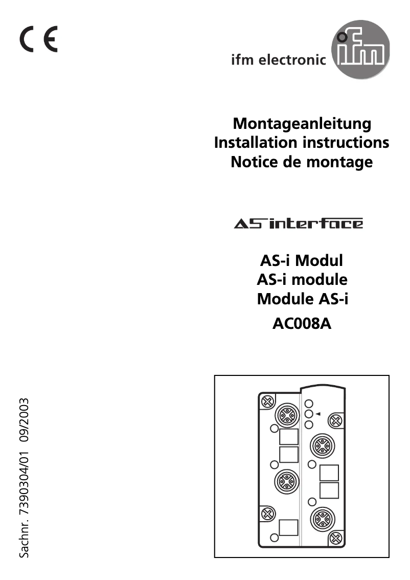 Page 1 de la notice Manuel utilisateur IFM AC008A