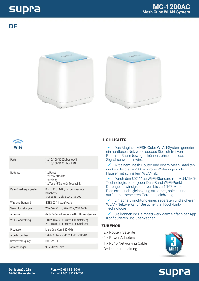 Page n°1 - Manuel utilisateur Maginon MC-1200AC