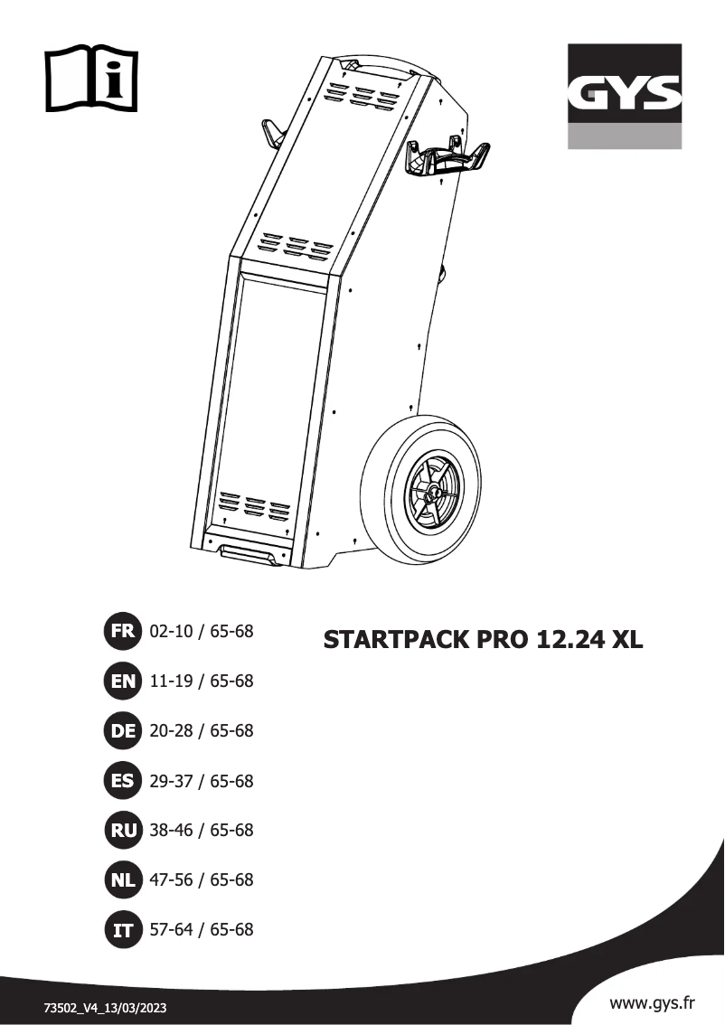Image de la première page du manuel de l'appareil Startpack PRO 12.24V XL