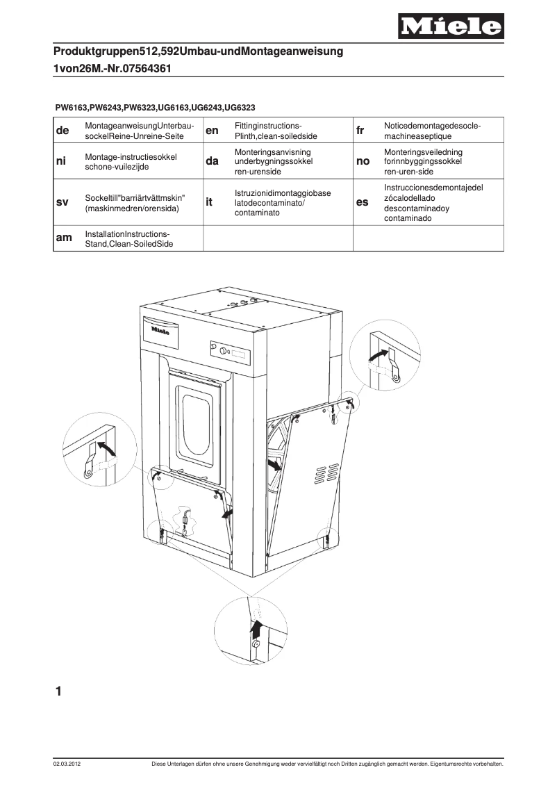 Page 1 de la notice Manuel utilisateur Miele UG 6323