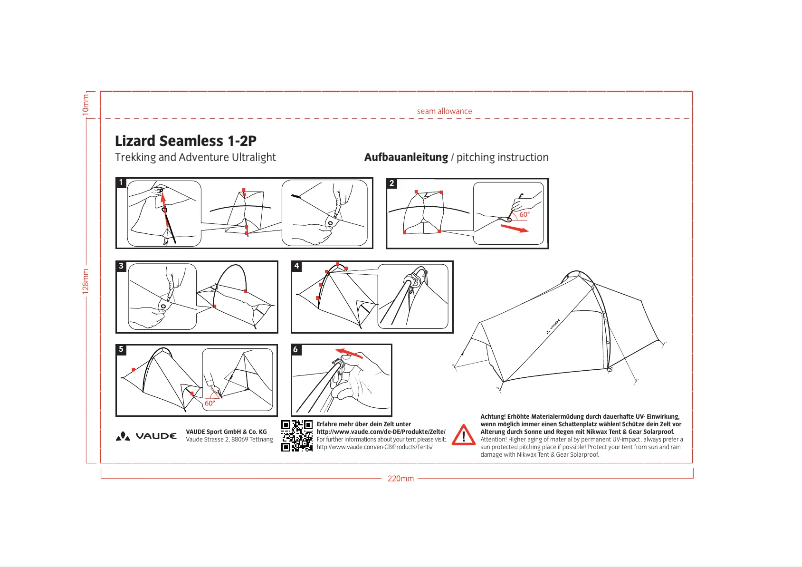 Page 1 of the manual User Manual Vaude Lizard Seamless 1-2P