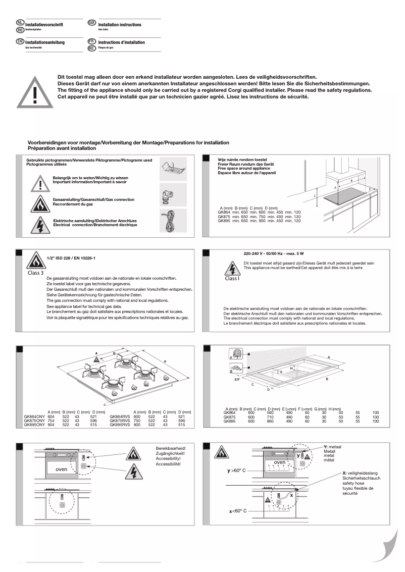 Page 1 de la notice Guide d'installation Pelgrim GK875ONYA