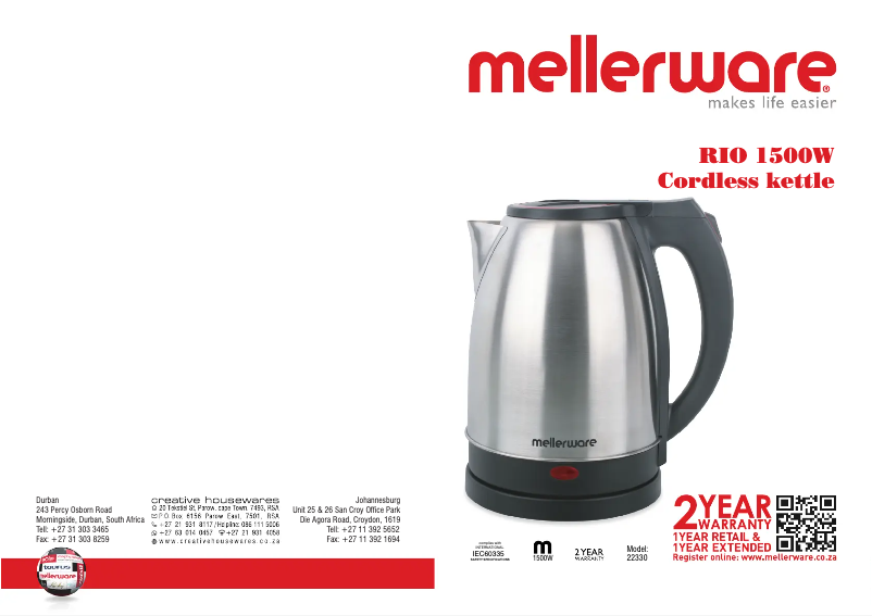 Página 1 del manual Manual de usuario Mellerware Rio 22330