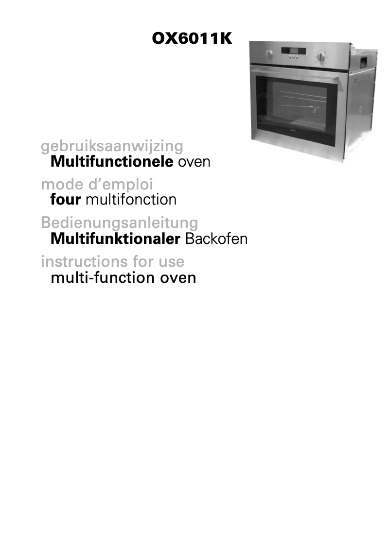 Page 1 de la notice Manuel utilisateur Atag OX6011KUU