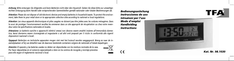 Page 1 de la notice Manuel utilisateur TFA 98.1030