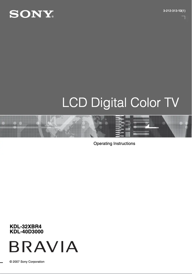 Page n°1 - Manuel utilisateur Sony Bravia KDL-32XBR4