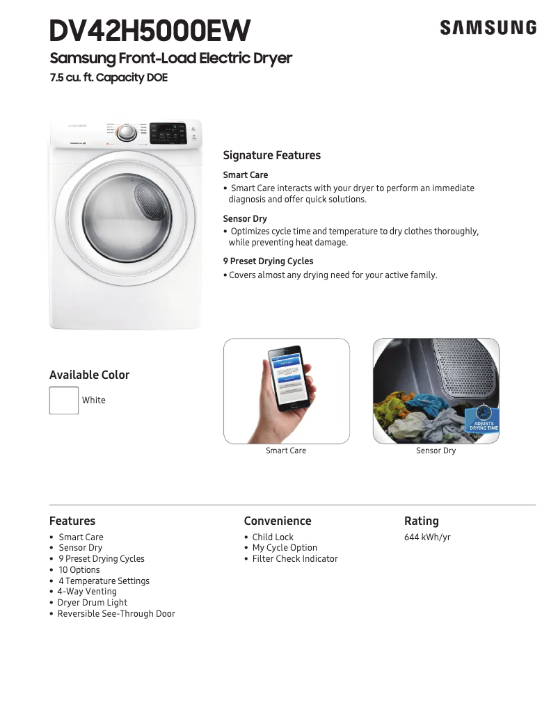 Imagen de la primera página del manual del dispositivo DV42H5000EW