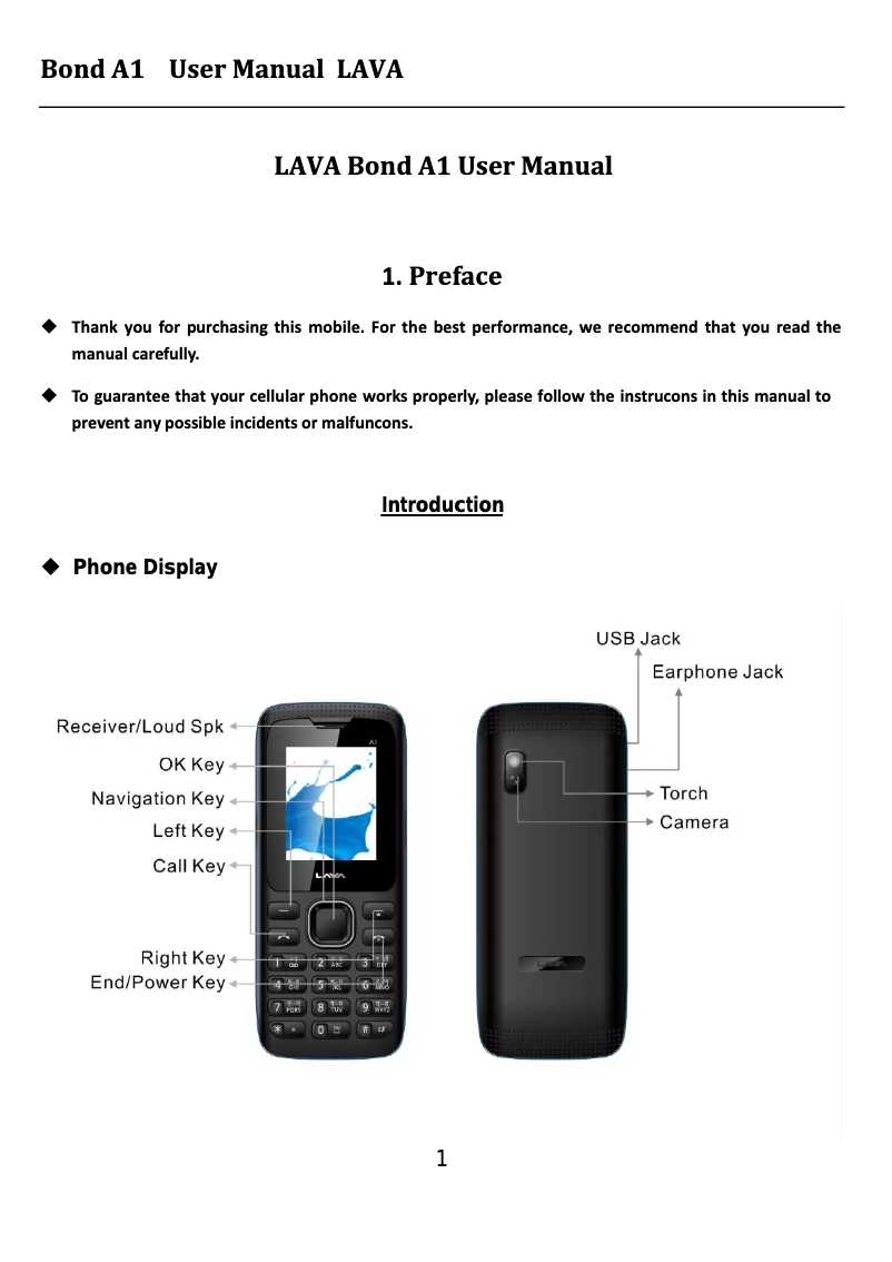 Page 1 de la notice Manuel utilisateur Lava Bond A1
