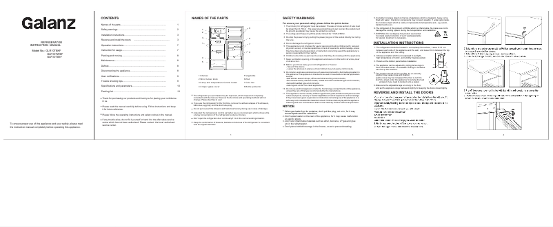 Image de la première page du manuel de l'appareil GLR10TS5F