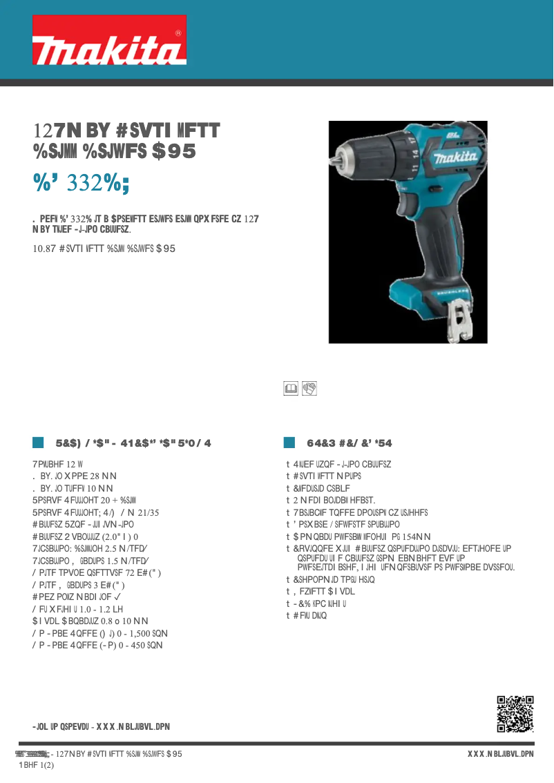 Page 1 de la notice Fiche technique Makita DF332DZ