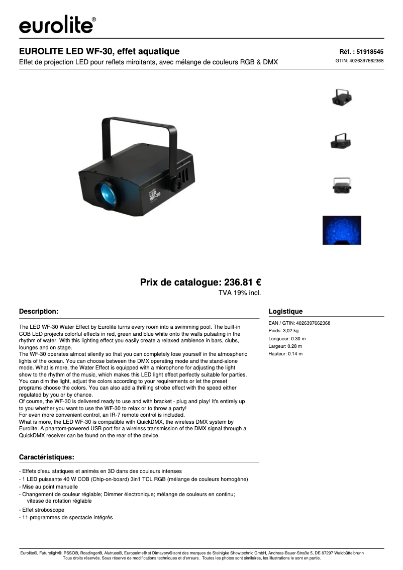 Image de la première page du manuel de l'appareil LED WF-30