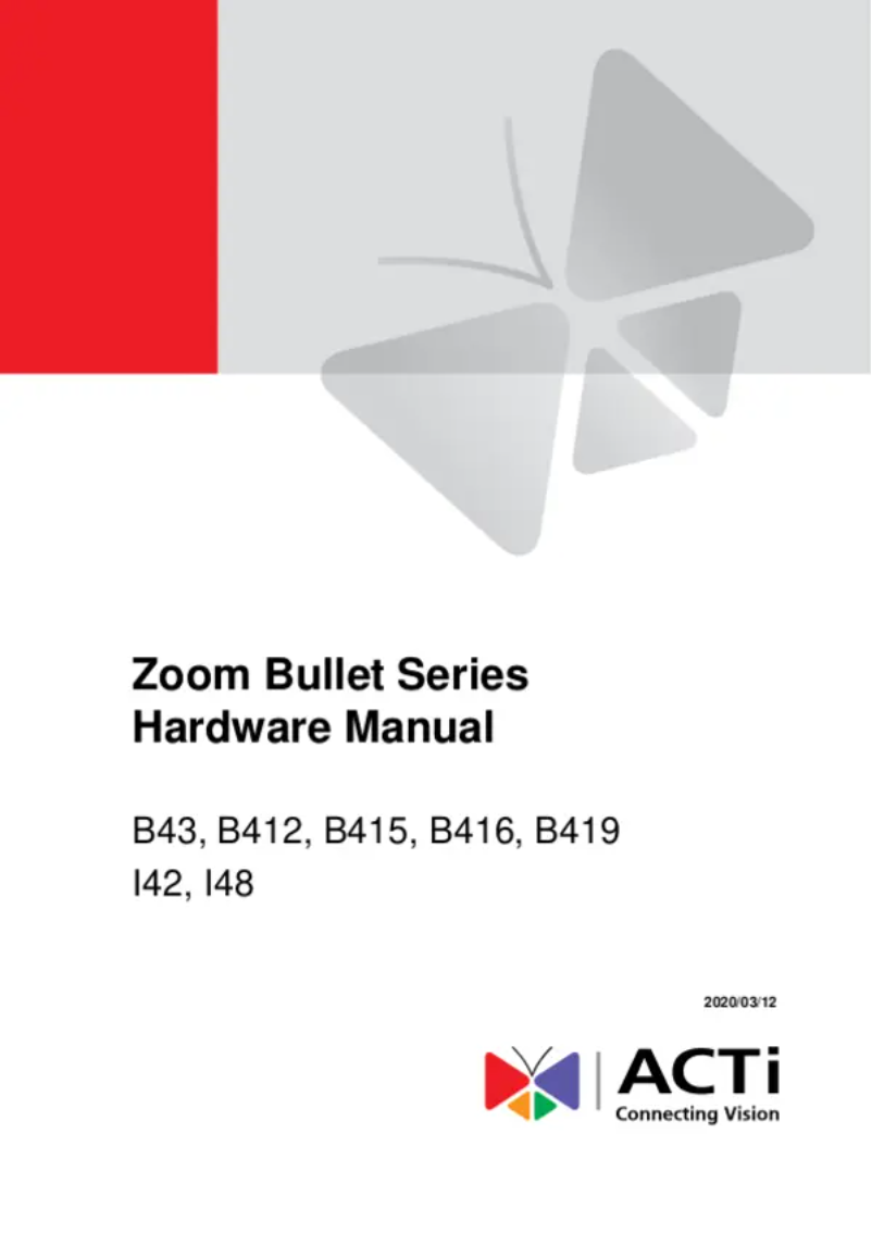 Page n°1 - Manuel utilisateur ACTi B43