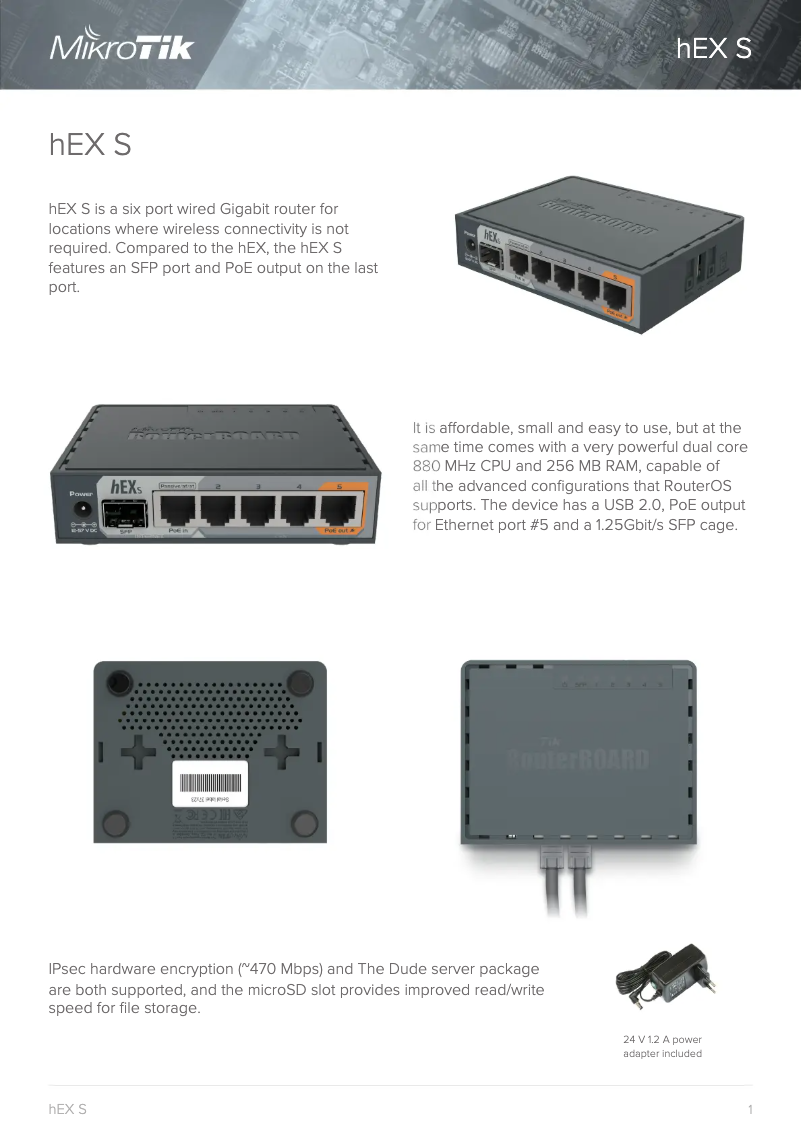 Page n°1 - Brochure Mikrotik hEX S