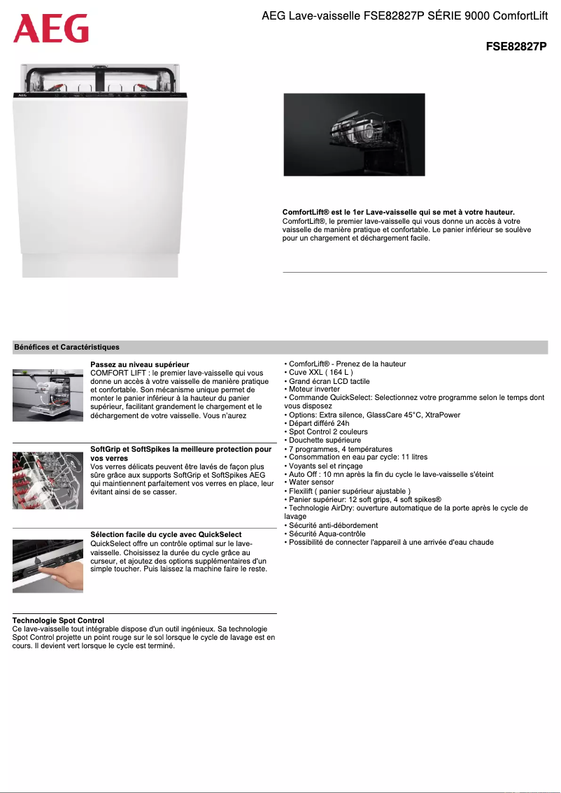 Page n°1 - Fiche technique AEG FSE82827P