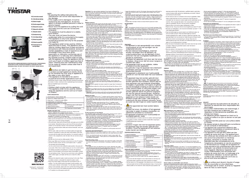 Page 1 de la notice Manuel utilisateur TriStar CM-2275