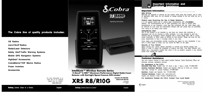Image de la première page du manuel de l'appareil XRS R8