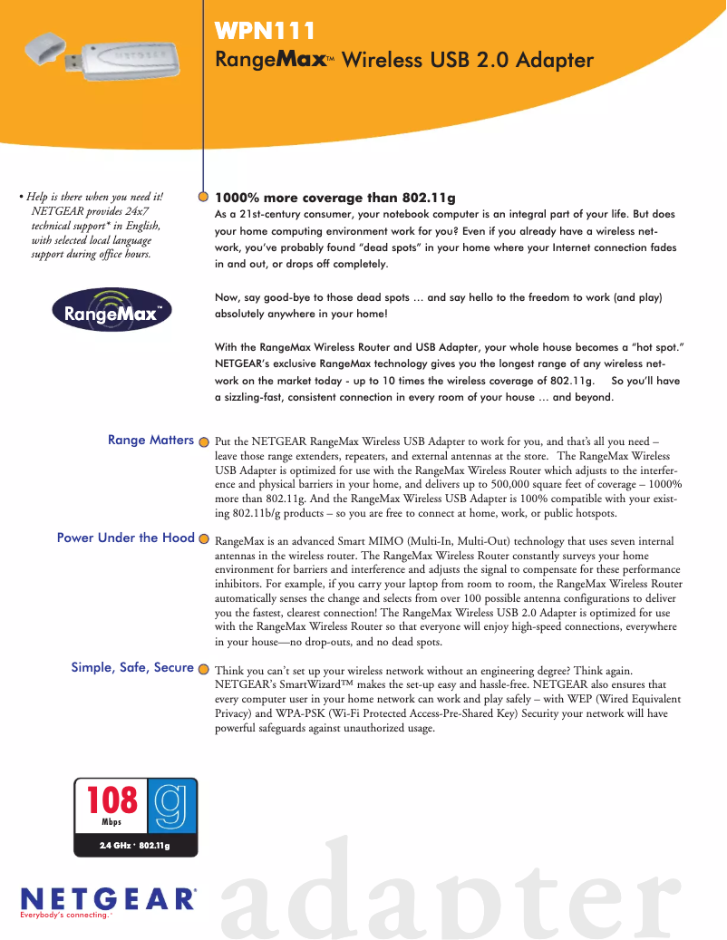 Page n°1 - Fiche technique Netgear WPN111